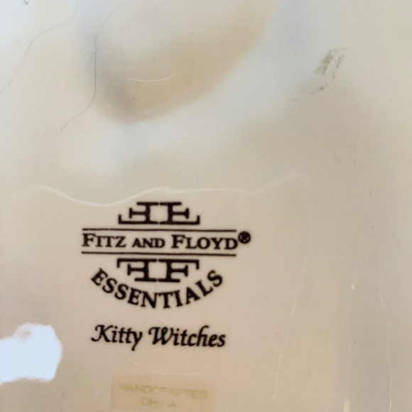 Fitz and Floyd Kitty Witches Ceramic Candy Dish 10" Creepy Crawlies NO BOX Cat - Picture 13 of 16